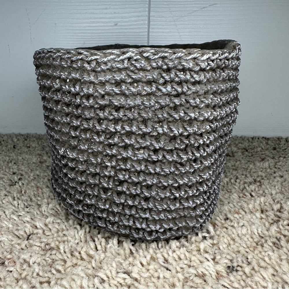 Anthropologie cement woven pot planter